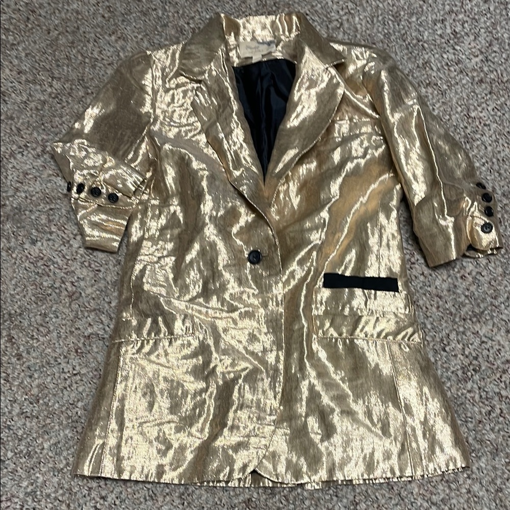 Elizabeth and James linen Gold Metallic Women's Blazer